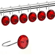 Shower Curtain Hooks Diamond Shape Shower Rings, Acrylic Decorative Rhinestones Bling Bathroom Bath Decor Set of 12 Rings